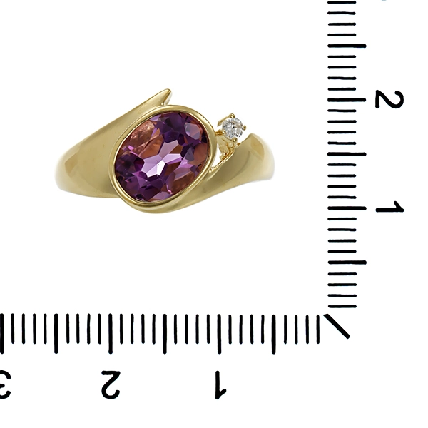 Ring, 8K, Gelbgold, Zirkonia, Amethyst