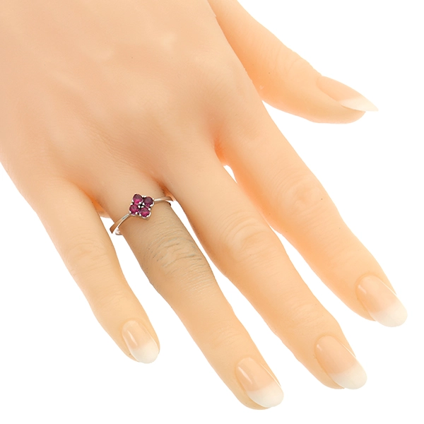Ring, 14K, Weißgold, Rubine