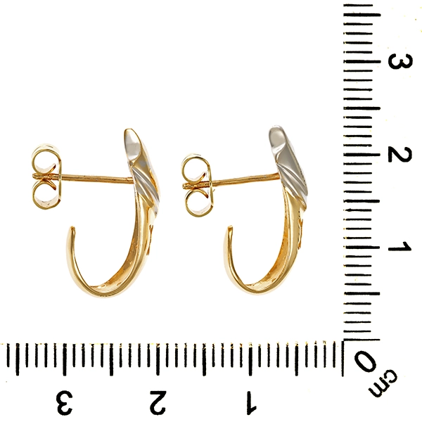 Steckcreolen, 14K, Gelb-/Weißgold, Brillanten