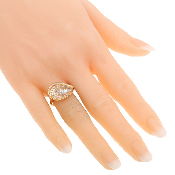 Ring, 22K, Gelb-/Weißgold, Zirkonia
