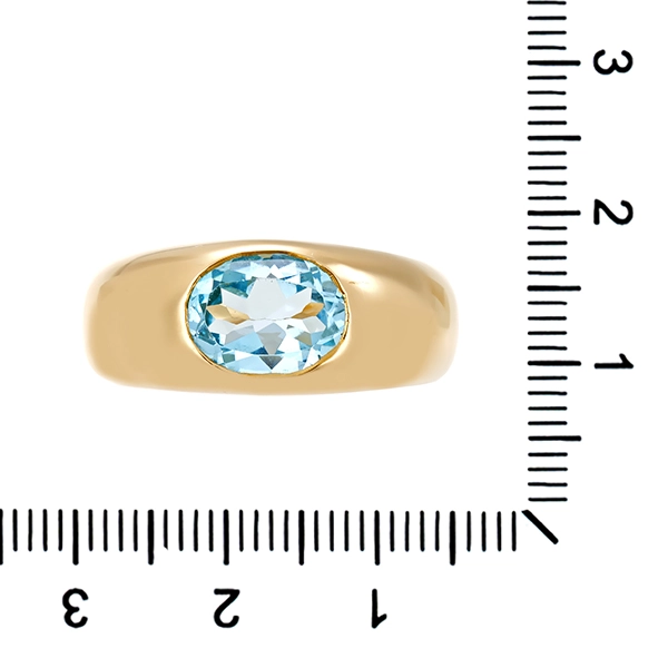 Ring, 14K, Gelbgold, Topas blau