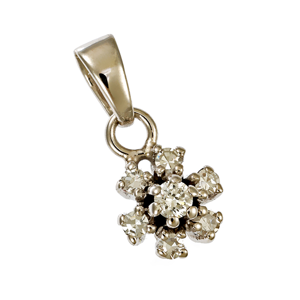 Anhänger, 14K, Weißgold, Brillant, Diamanten