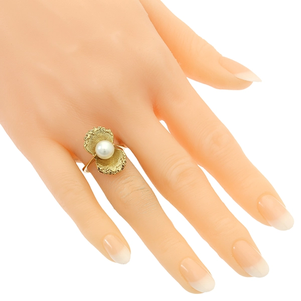 Ring, 14K, Gelbgold, Perle
