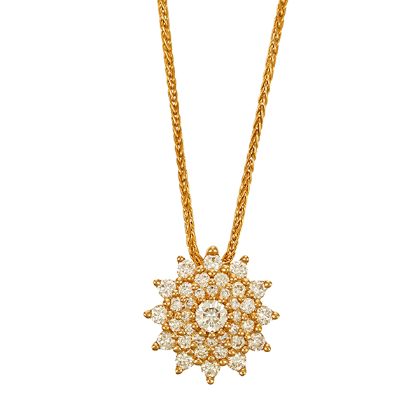 Collier, 14K, Gelbgold, Brillanten