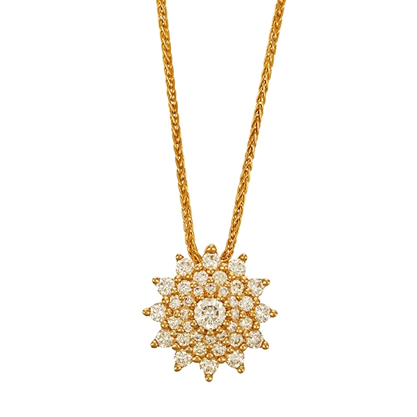Collier, 14K, Gelbgold, Brillanten
