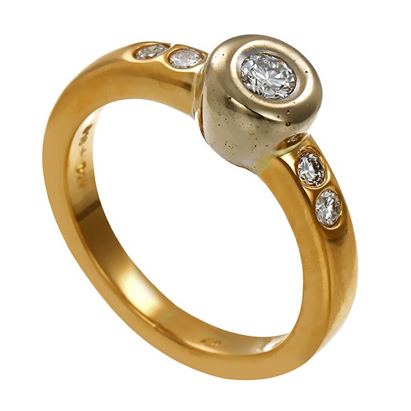 Diamantring, 18K, Gelb-/Weißgold, Brillanten 0,25 ct