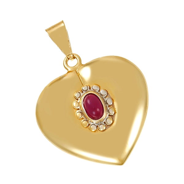 Anhänger, 14K, Gelb-/Weißgold, Rubin, Herz