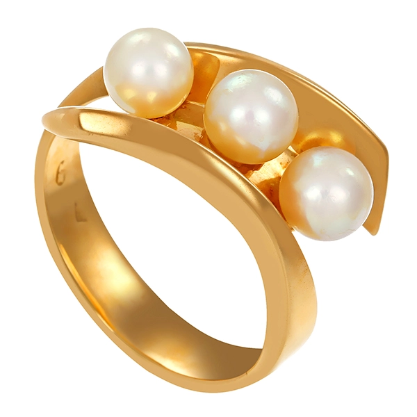 Ring, 14K, Gelbgold, Perle