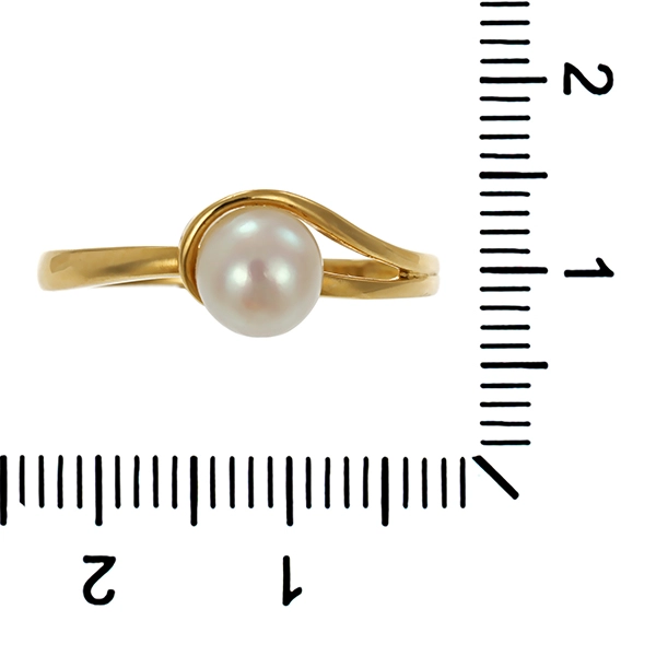 Ring, 14K, Gelbgold, Perle