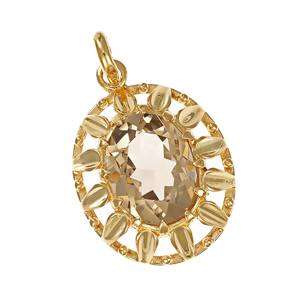 Anhänger, 14K, Gelbgold, Rauchquarz