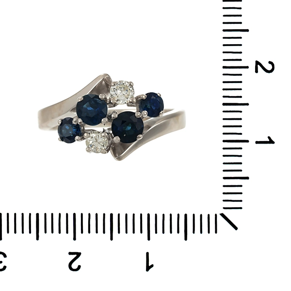 Ring, 14K, Weißgold, Brillant, Saphir