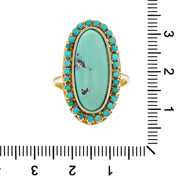 Ring, 18K, Gelbgold, Türkis