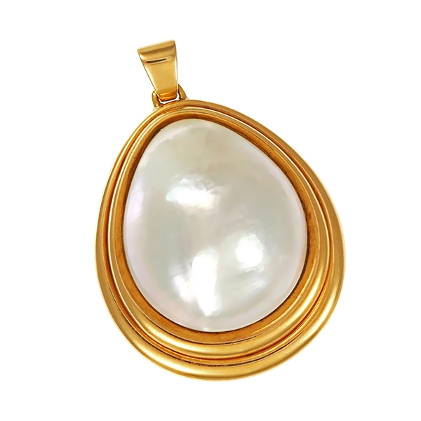 Anhänger, 18K, Gelbgold, Mabe-Perle