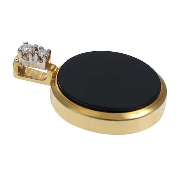 Anhänger, 14K, Gelbgold, Onyx, Brillant