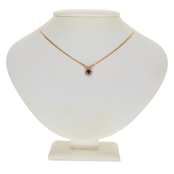 Collier, 14K, Gelb-/Weißgold, Saphir, Brillanten, Diamanten