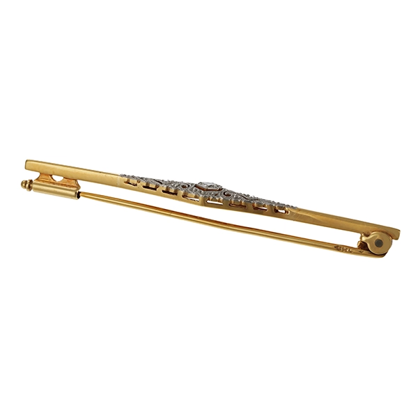 Brosche, 14K, Gelb-/Weißgold, Diamant, Art Deco