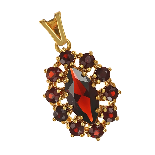 Anhänger, 8K, Gelbgold, Granat