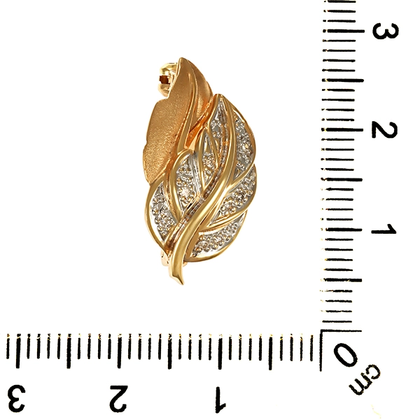 Brosche, 14K, Gelb-/Weißgold, Diamanten