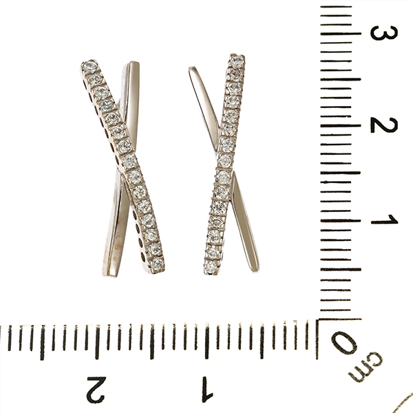 Ohrschmuck, 14K, Weißgold, Zirkonia