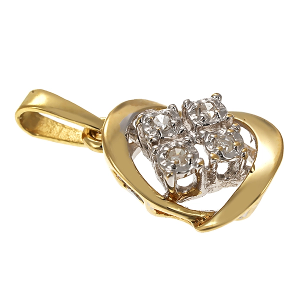 Anhänger, 14K, Gelb-/Weißgold, Diamanten