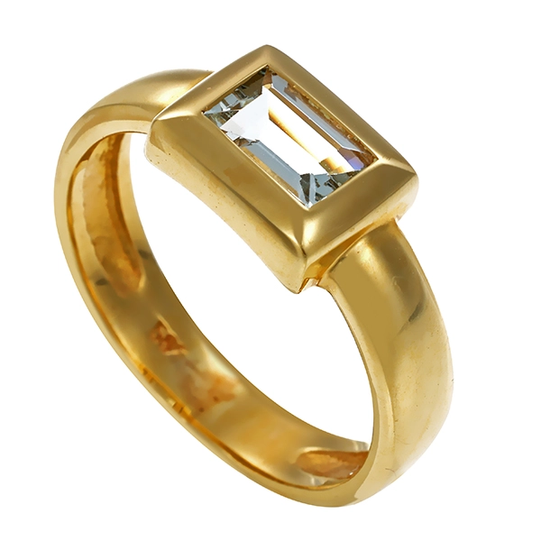 Ring, 14K, Gelbgold, Aquamarin