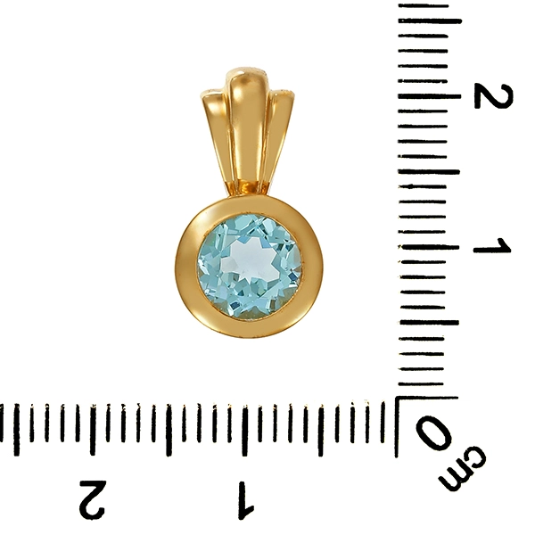 Anhänger, 14K, Gelbgold, Topas blau