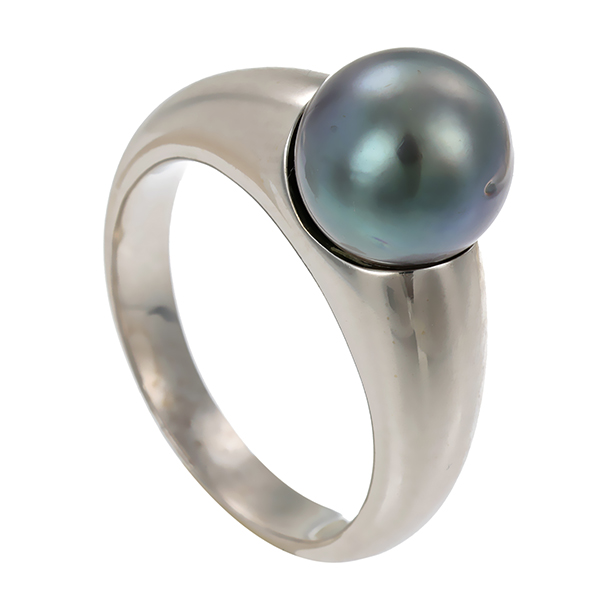 Ring, 14K, Weißgold, Tahiti Zuchtperle
