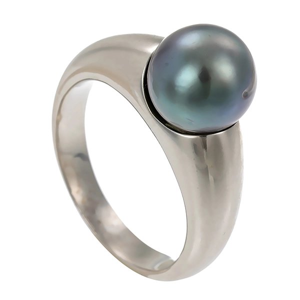 Ring, 14K, Weißgold, Tahiti Zuchtperle