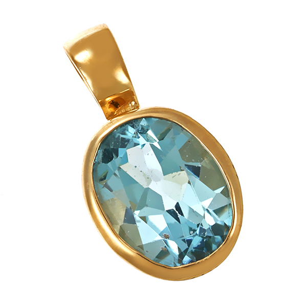 Anhänger, 14K, Gelbgold, Topas blau