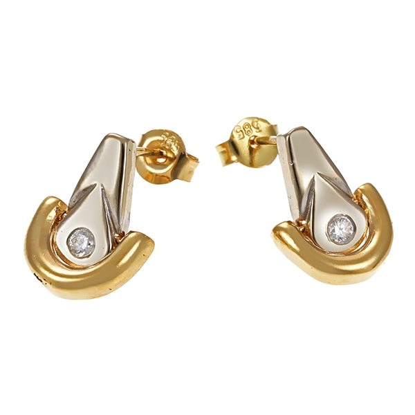 Steckhänger, 14K, Gelb-/Weißgold, Zirkonia