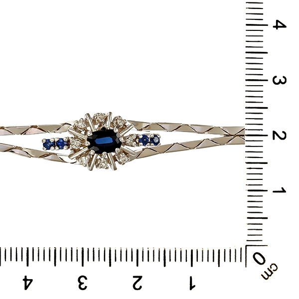 Armband, 14K, Weißgold, Saphir, Diamant