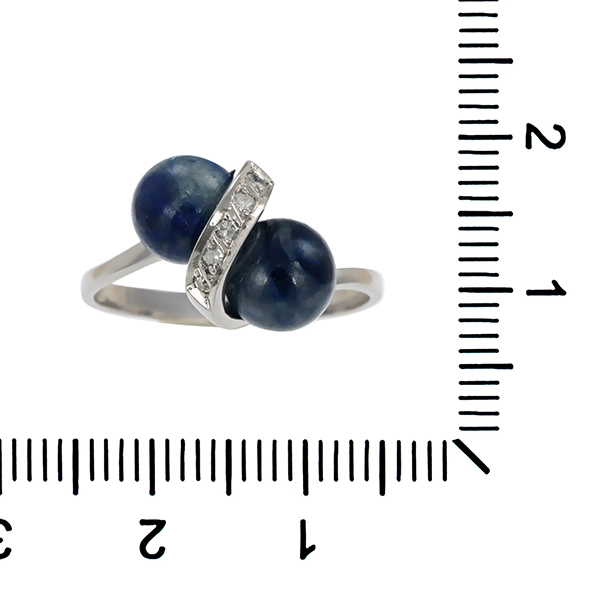 Ring, 14K, Weißgold, Lapis, Brillanten