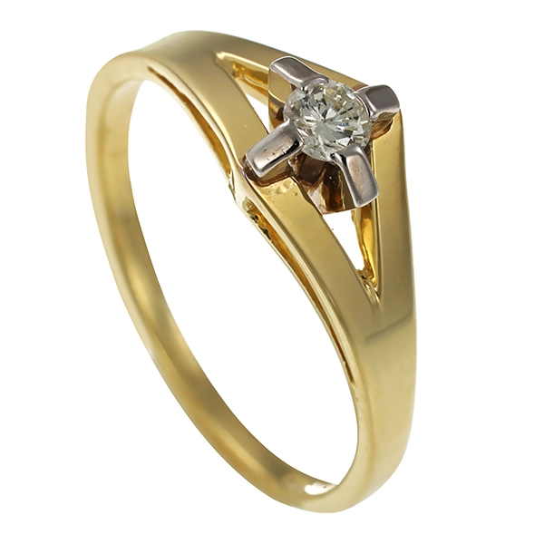 Diamantring, 14K, Gelb-/Weißgold, Brillant