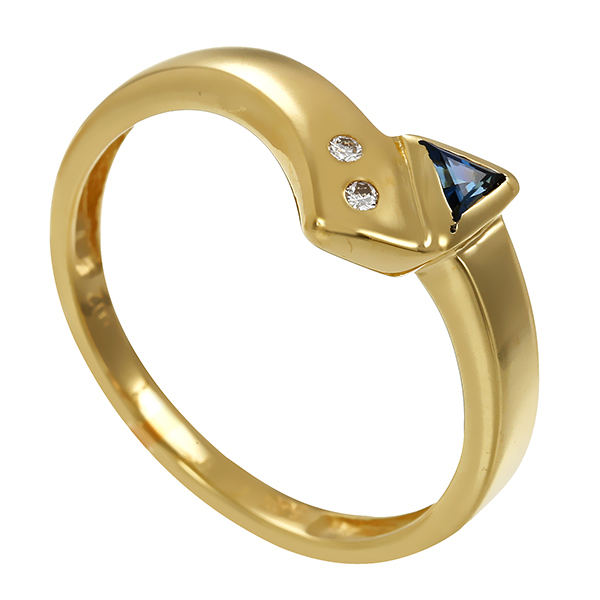 Ring, 14K, Gelbgold, Brillanten, Saphir