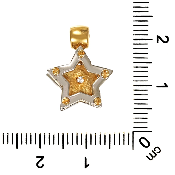 Anhänger, 18K, Gelb-/Weißgold, Zirkonia
