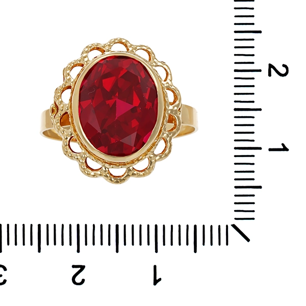 Ring, 14K, Gelbgold, Synth. Rubin, U57