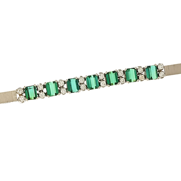 Armband, 18K, Weißgold, Turmaline, Brillanten