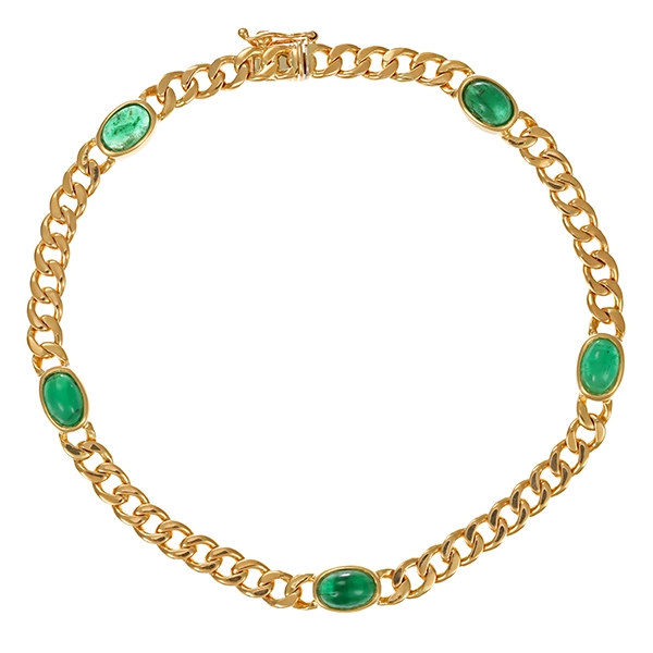 Armband, 14K, Gelbgold, Smaragde