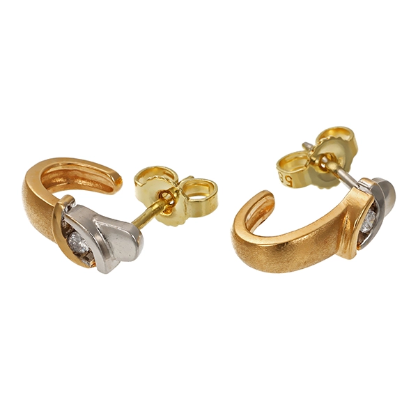 Steckcreolen, 14K, Gelb-/Weißgold, Brillanten