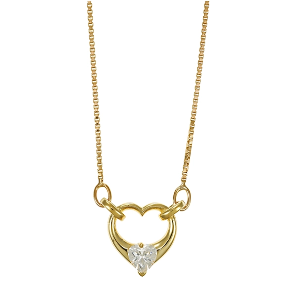 Collier, 8K, Gelbgold, Herz, Zirkonia