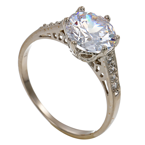 Ring, 10K, Weißgold, Zirkonia