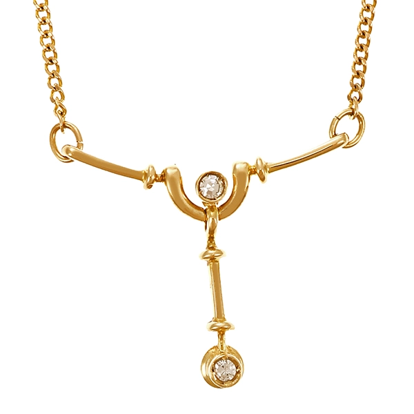 Collier, 8K, Gelbgold, Diamanten