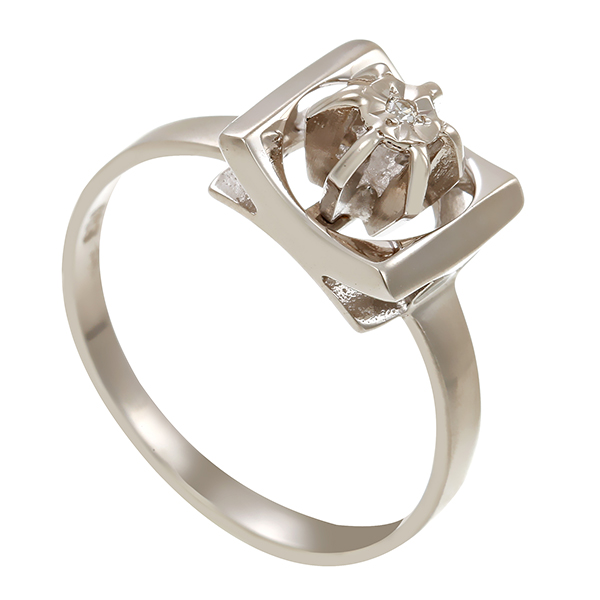 Diamantring, 14K, Weißgold, Diamant