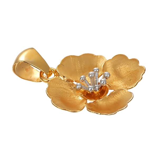 Anhänger, 14K, Gelb-/Weißgold, Blume
