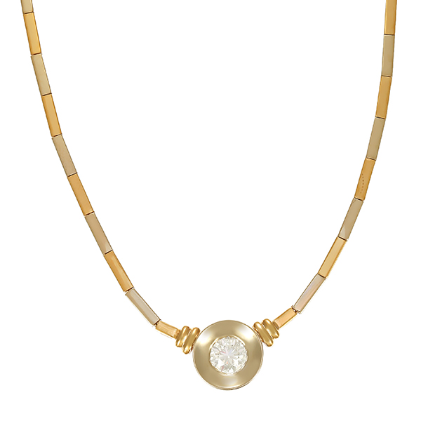 Collier, 14K, Gelb-/Weißgold, Brillant 
