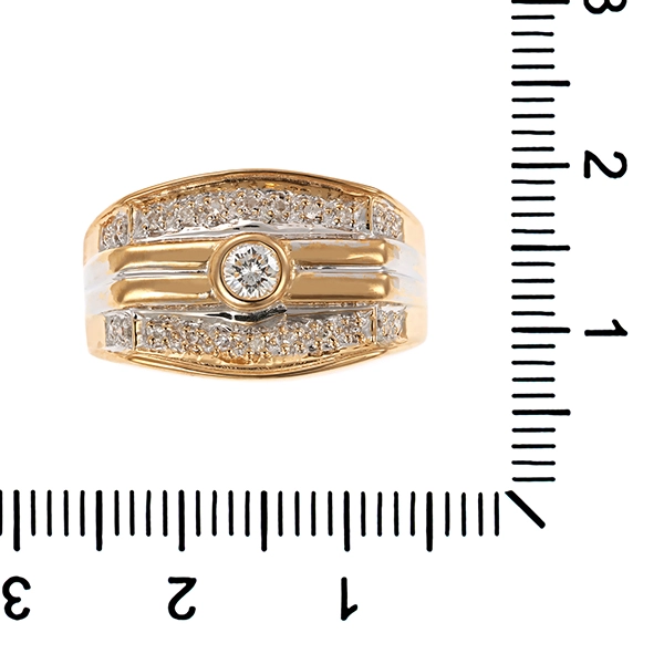 Herrenring, 14K, Gelb-/Weißgold, Diamanten, Brillanten