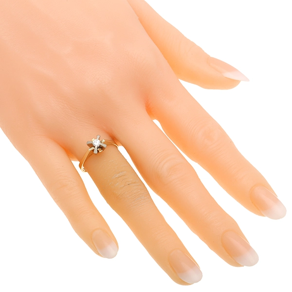 Brillantring, 14K, Gelb-/Weißgold