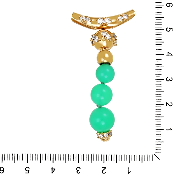 Anhänger, 18K, Gelbgold, Chrysoprase, Brillanten 0,88ct
