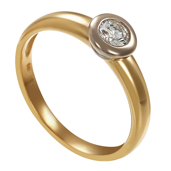 Diamantring, 14K, Gelb-/Weißgold, Brillant 0,25 ct