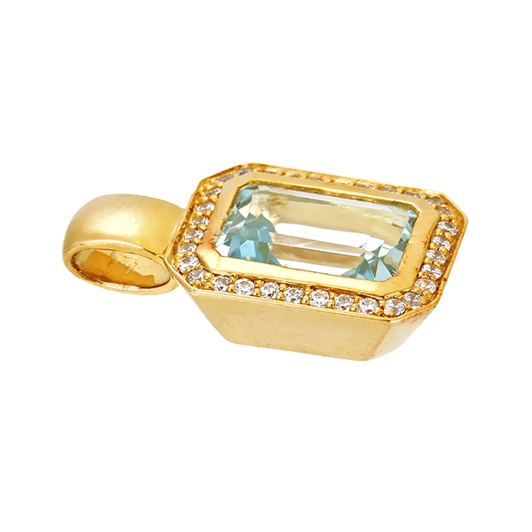 Anhänger, 9K, Gelbgold, Topas, Zirkonia